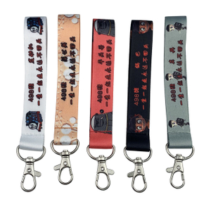 Gulung Lanyard Poliester Licin dengan Pemegang Rantai Kunci