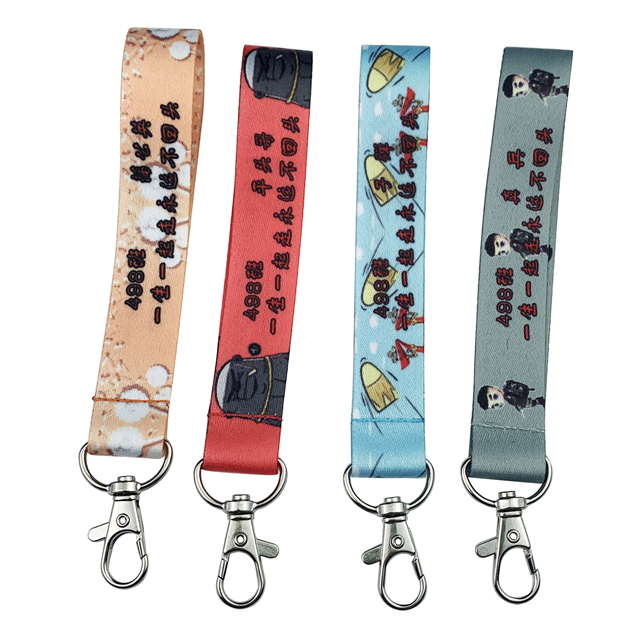 Gulung Lanyard Poliester Licin dengan Pemegang Rantai Kunci