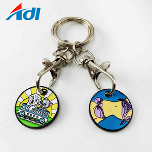 Troli logam tersuai kilang China Rantai kunci syiling troli/ Token Keyring/ Syiling Troli Beli-belah untuk pasar raya