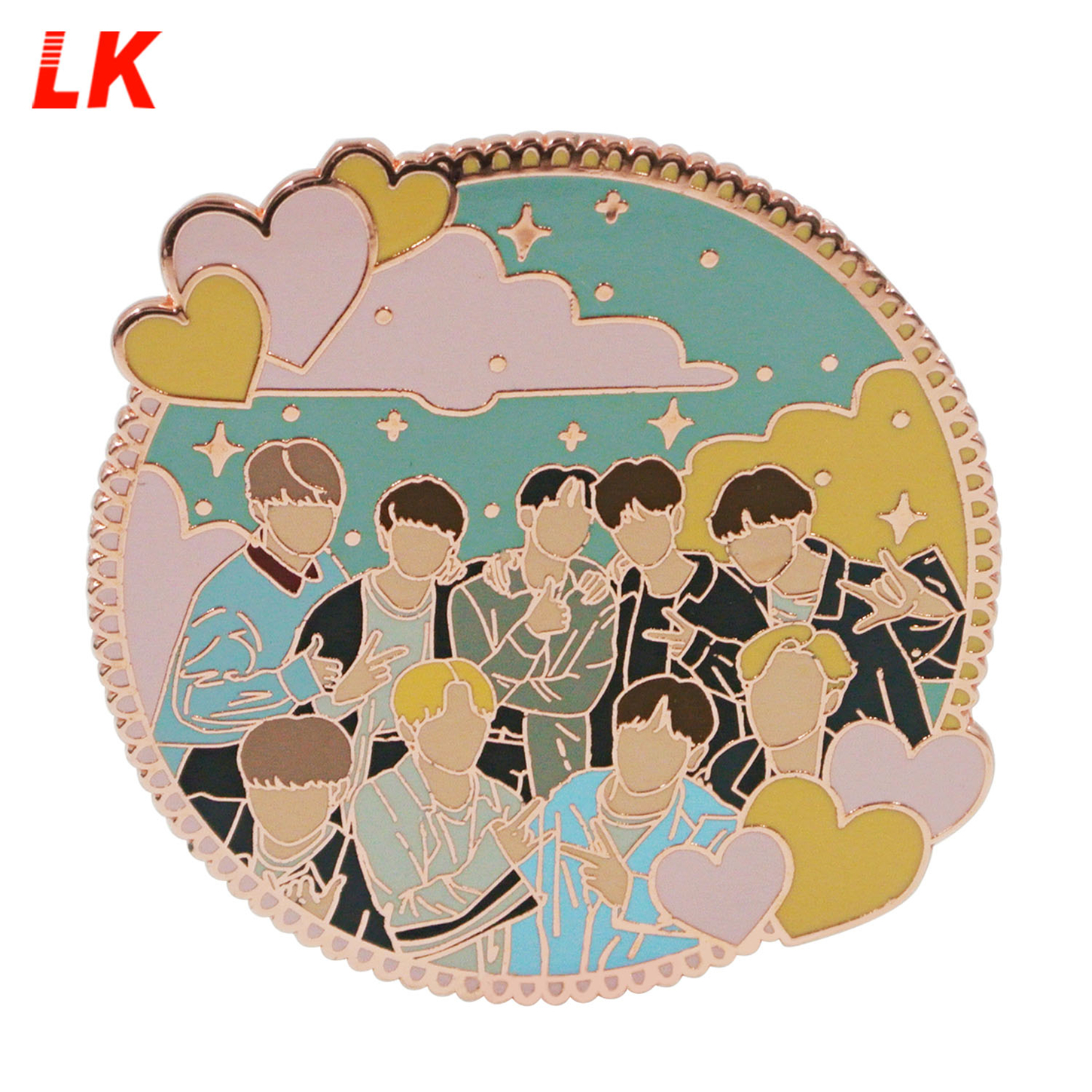 Pengilang China Tiada Minimum Custom Pukal Kosong Lencana Enamel keras lembut Bangtan boys kpop bts Pin Logam