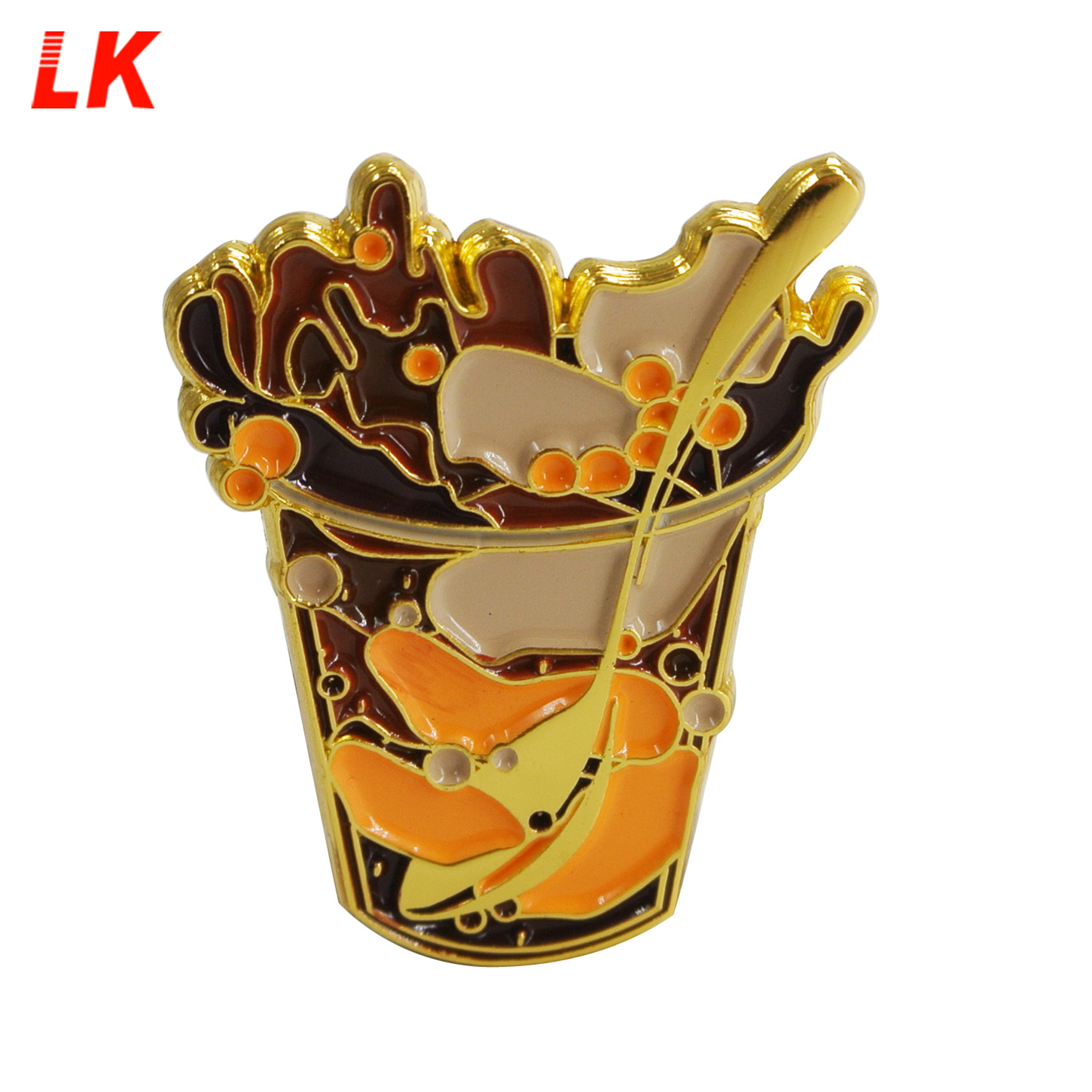 Pin lapel Kunshan dengan susu pisang lencana reka bentuk anda sendiri dengan pin enamel keras berbentuk kotak