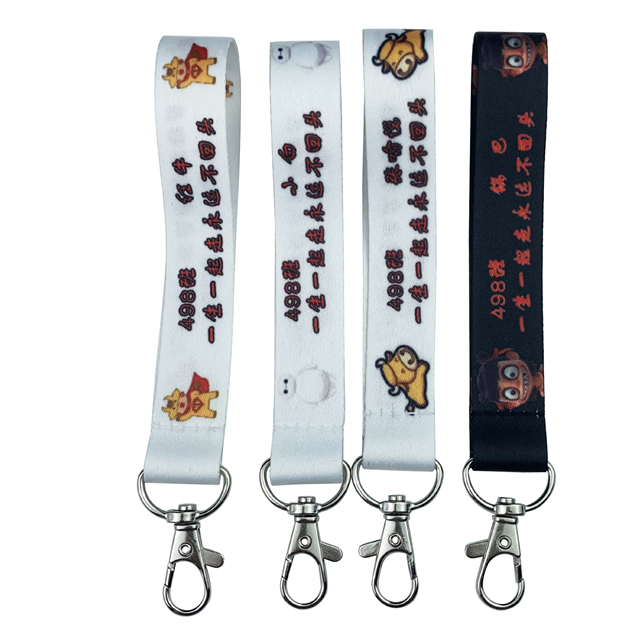 Gulung Lanyard Poliester Licin dengan Pemegang Rantai Kunci