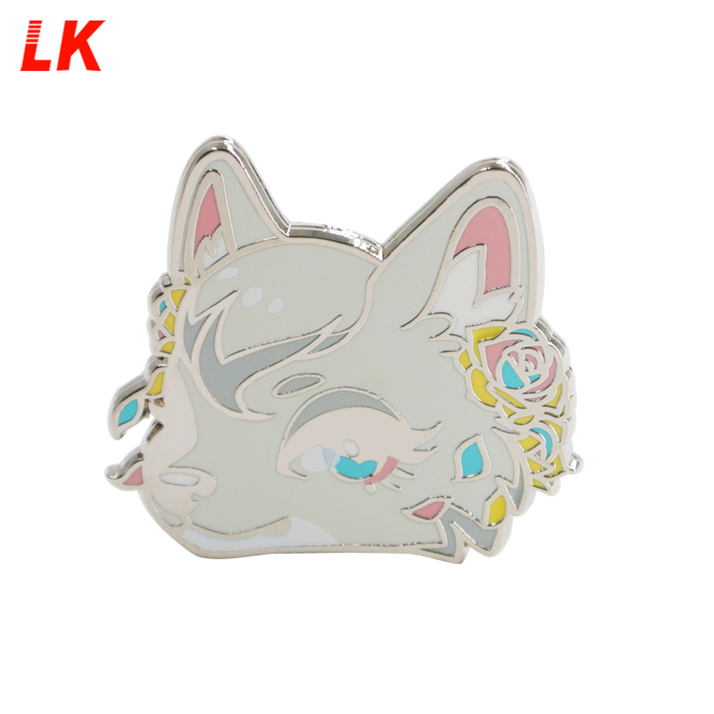 mengeluarkan tersuai logam 3d berputar kartun comel kucing pin lencana bersinar dalam gelap label keras lembut lut enamel pin lapel