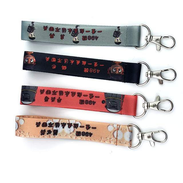 Gulung Lanyard Poliester Licin dengan Pemegang Rantai Kunci